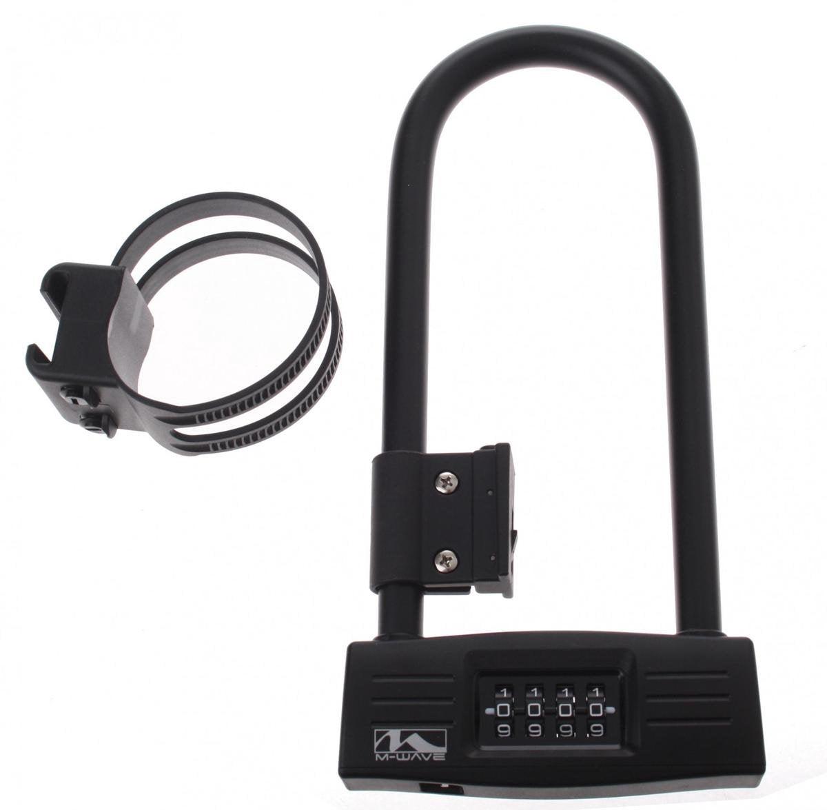 Antivol U-lock, 4 digits. 124 x 260 mm. Noir. M-WAVE - OURS VÉLOS