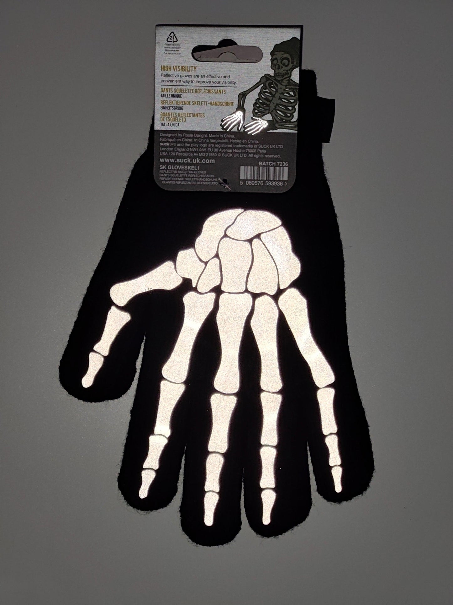 Gants Squelette Reflechisants - Taille Unique - OURS VÉLOS