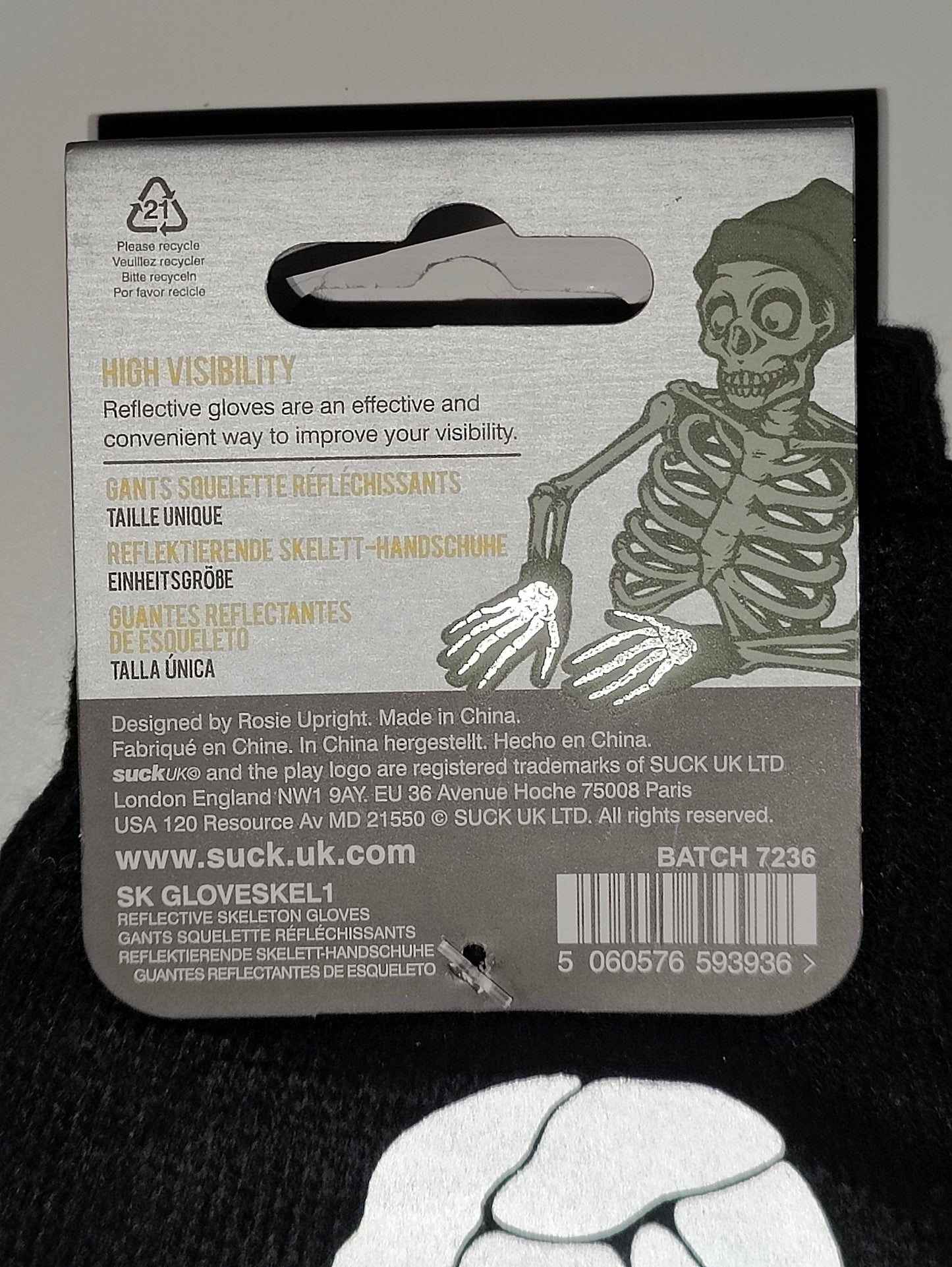 Gants Squelette Reflechisants - Taille Unique - OURS VÉLOS