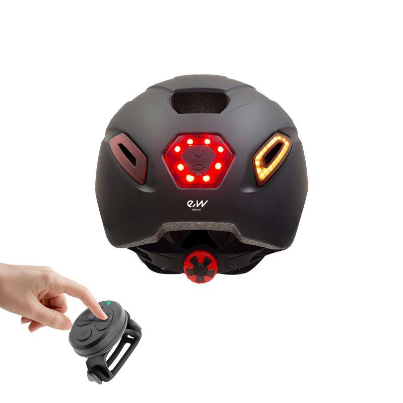Casque avec clignotants et eclerages avant et arriere, noir taille unique - OURS VÉLOS