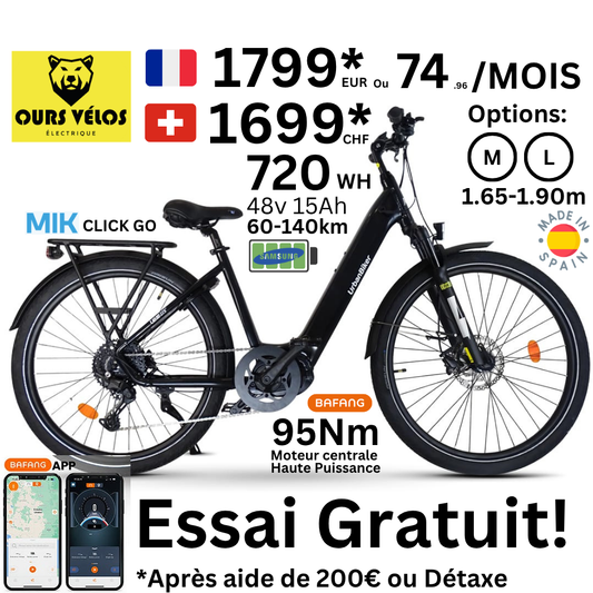 Mars 2027 - UrbanBiker UB110B – 1999 EUR - Vélo Électrique Urbain Confort 720 Wh | Moteur Central 95 Nm - Précommande & Liste d'attente essais