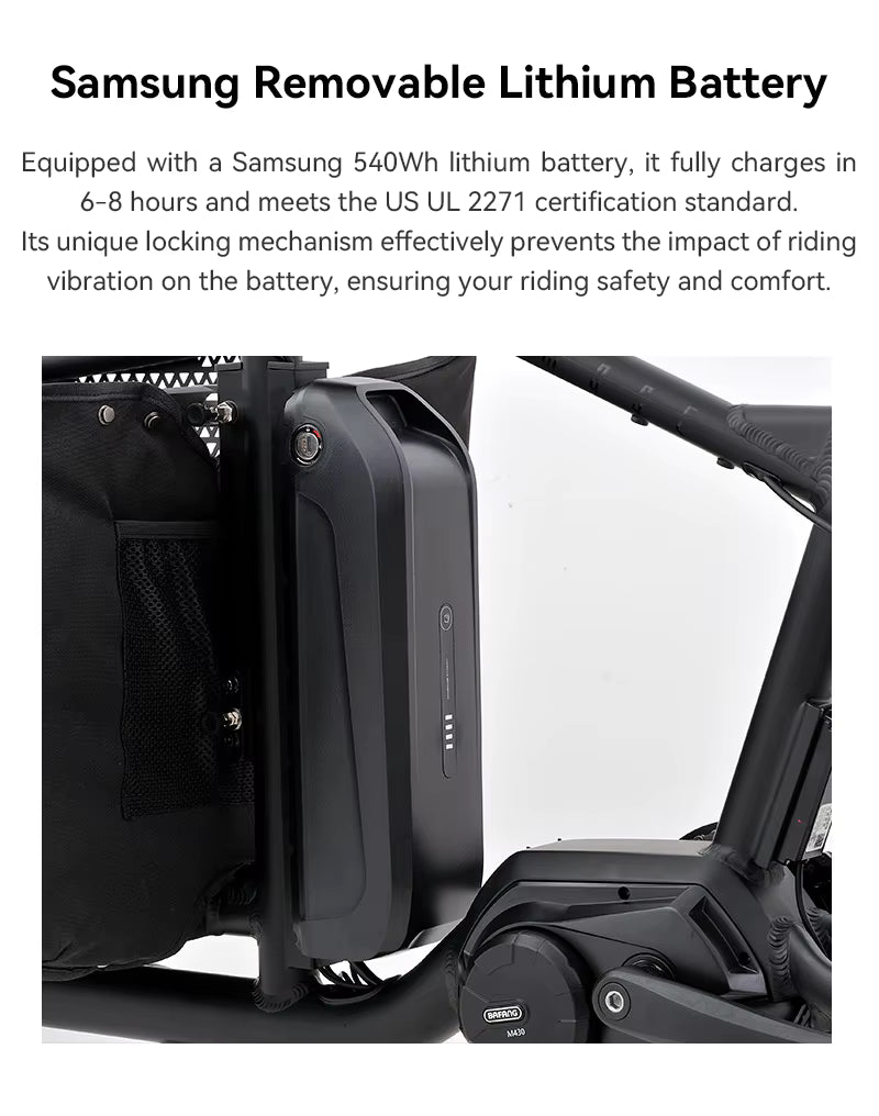 ATMOSE ESP3 – Vélo Cargo Compact Électrique Moteur Central 110 Nm. Demo / Essai disponible.